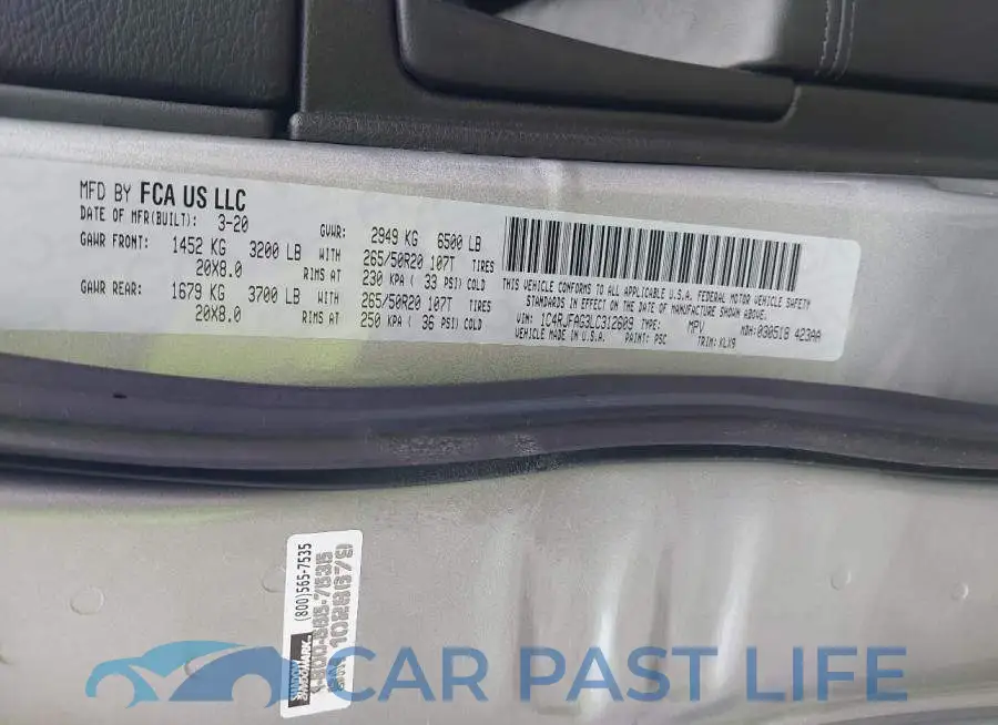 1C4RJFAG3LC312609# 9