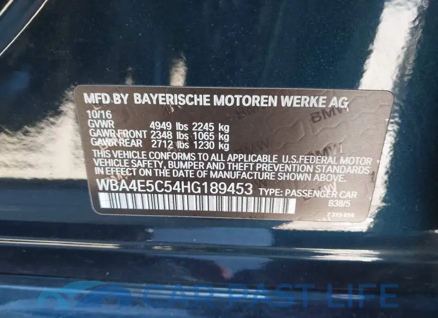 WBA4E5C54HG189453# 9