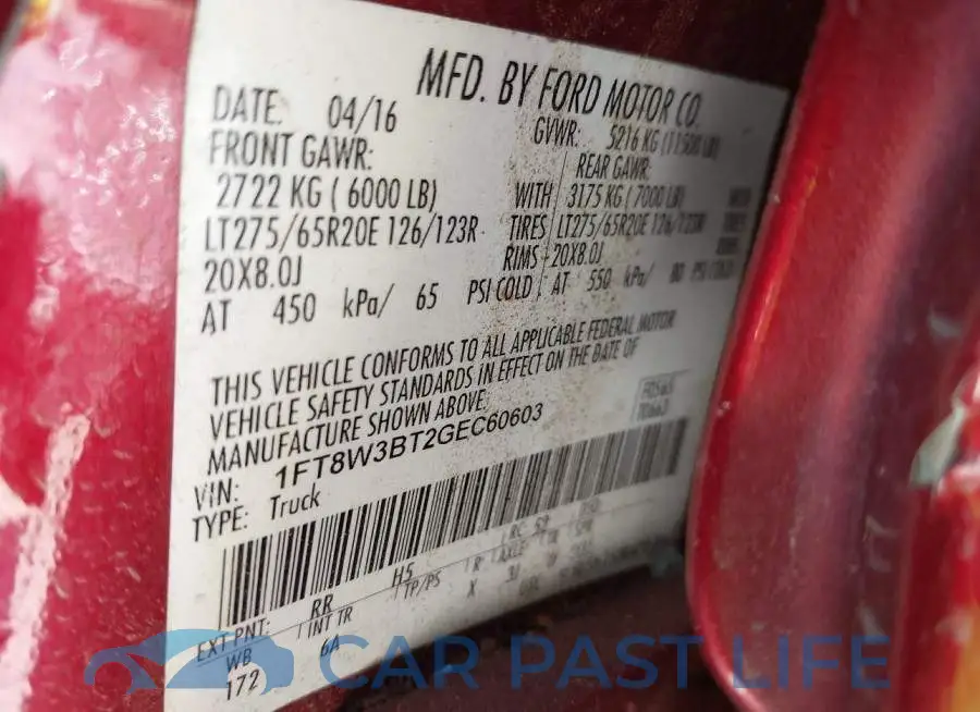 1FT8W3BT2GEC60603# 9