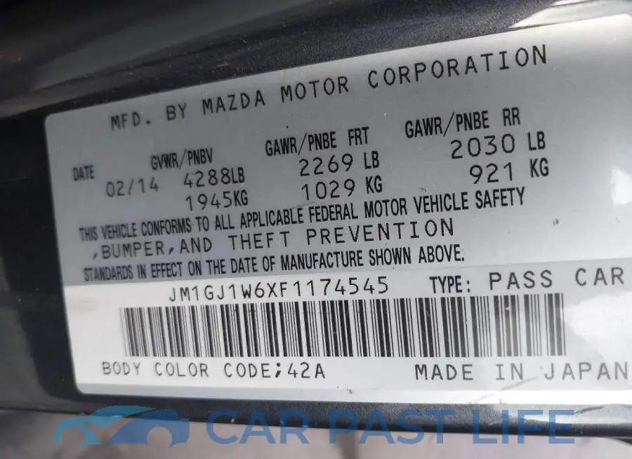 JM1GJ1W6XF1174545# 9