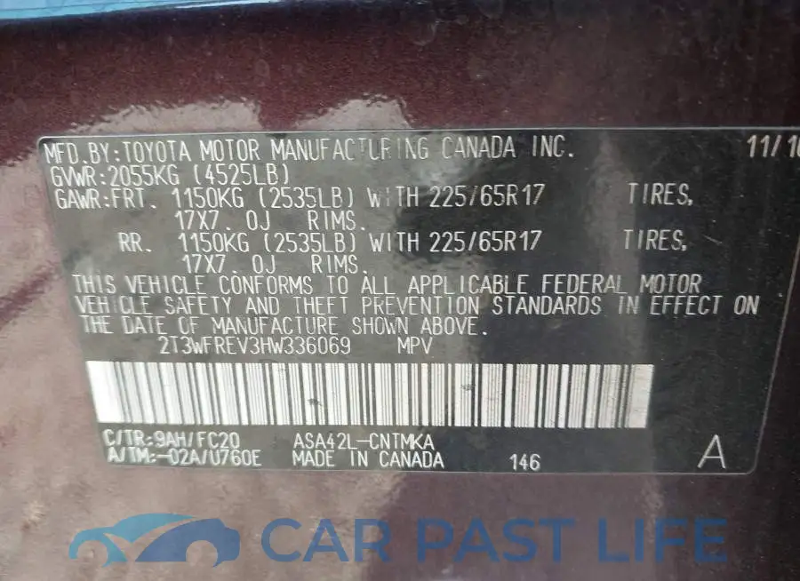2T3WFREV3HW336069# 9