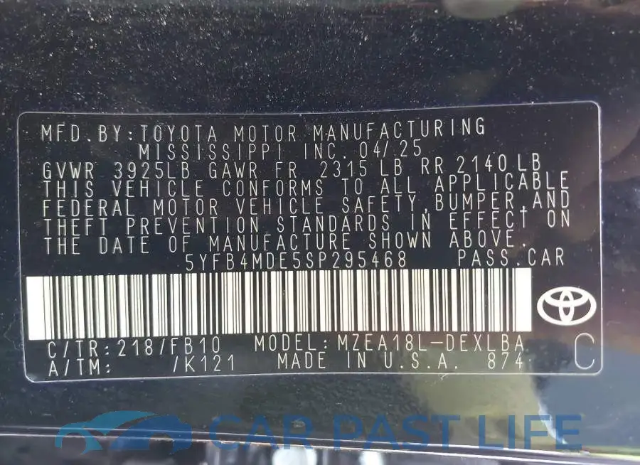 5YFB4MDE5SP295468# 9