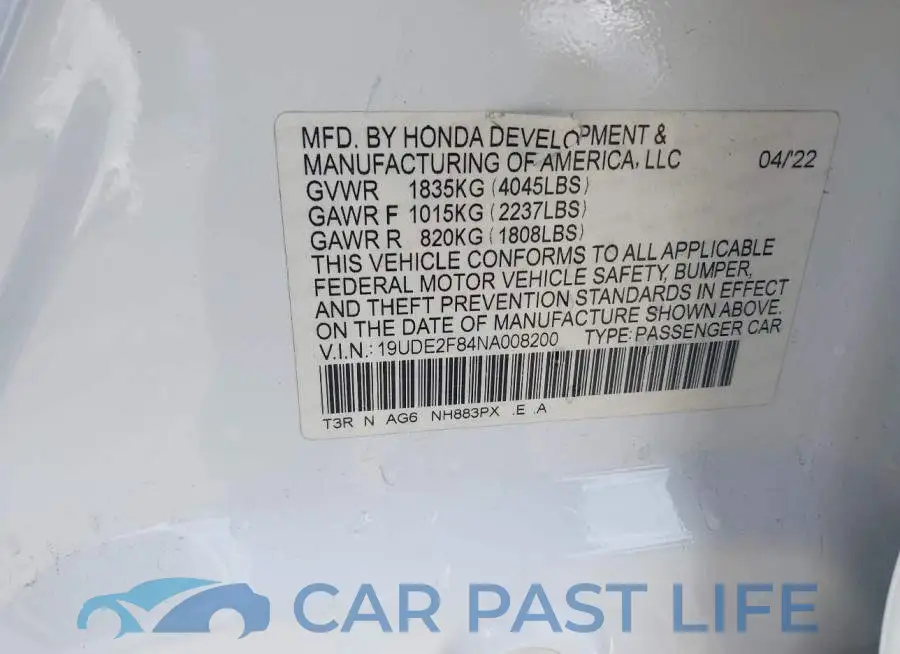 19UDE2F84NA008200# 9