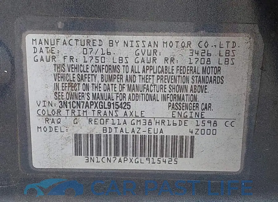 3N1CN7APXGL915425# 9