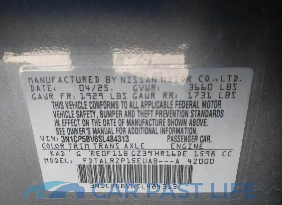 3N1CP5BV6SL484313# 9