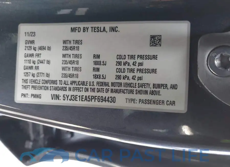 5YJ3E1EA5PF694430# 9