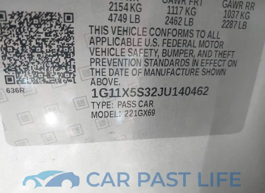 1G11X5S32JU140462# 9