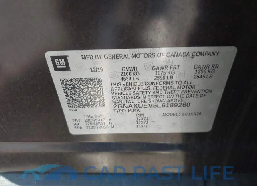 2GNAXUEV5L6189260# 9