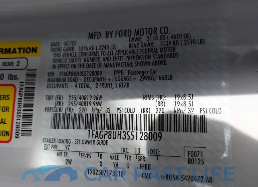 1FAGP8UH3S5128009# 9