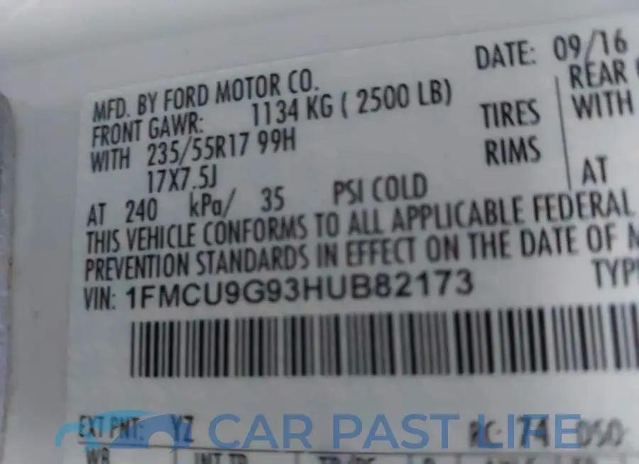 1FMCU9G93HUB82173# 9