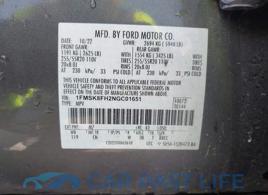 1FMSK8FH2NGC01651# 9