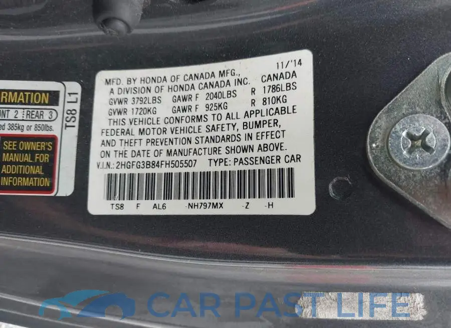 2HGFG3B84FH505507# 9