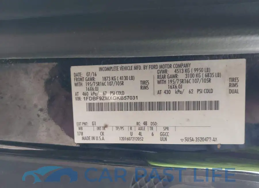 1FDBF9ZMXGKB57031# 9