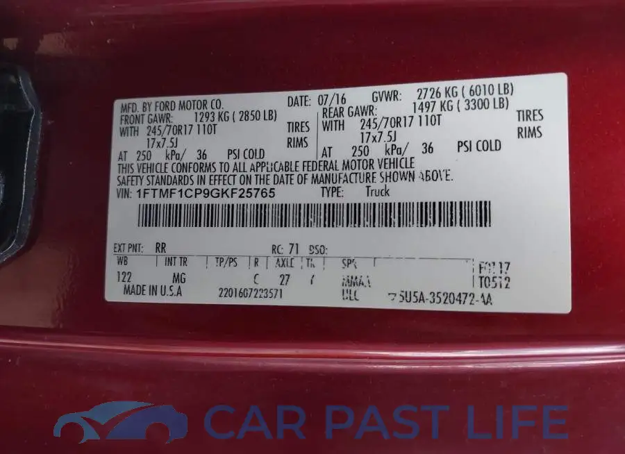 1FTMF1CP9GKF25765# 9