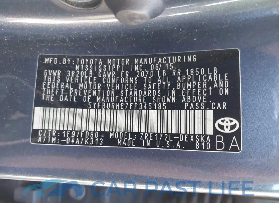 5YFBURHE7FP345185# 9