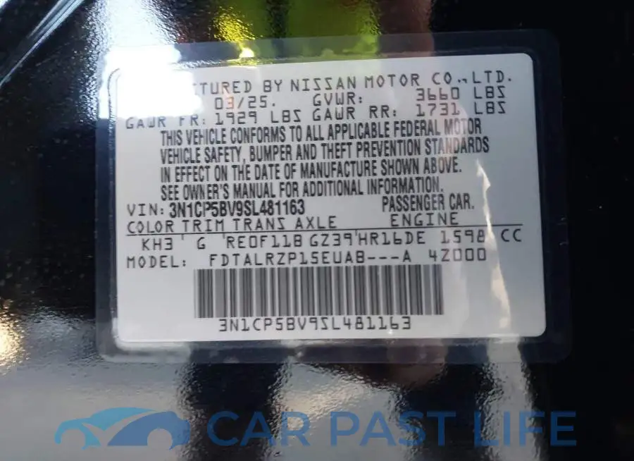 3N1CP5BV9SL481163# 9