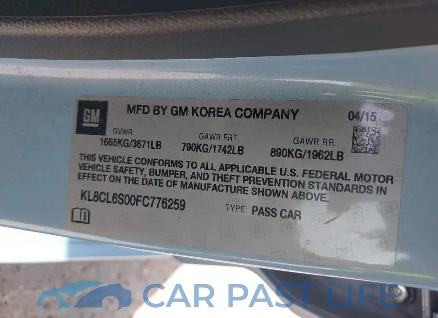 KL8CL6S00FC776259# 9