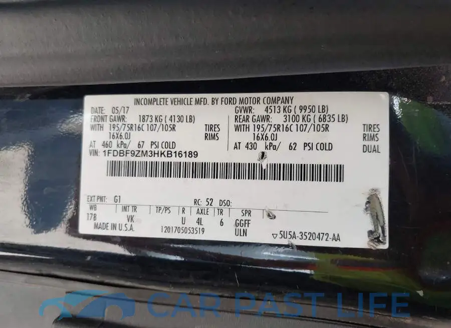 1FDBF9ZM3HKB16189# 9