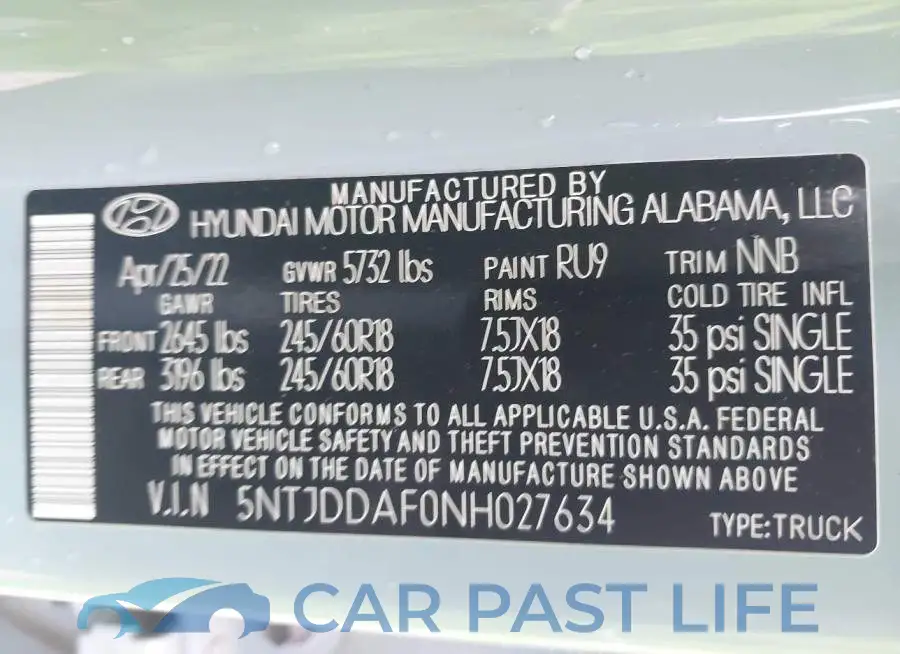 5NTJDDAF0NH027634# 9