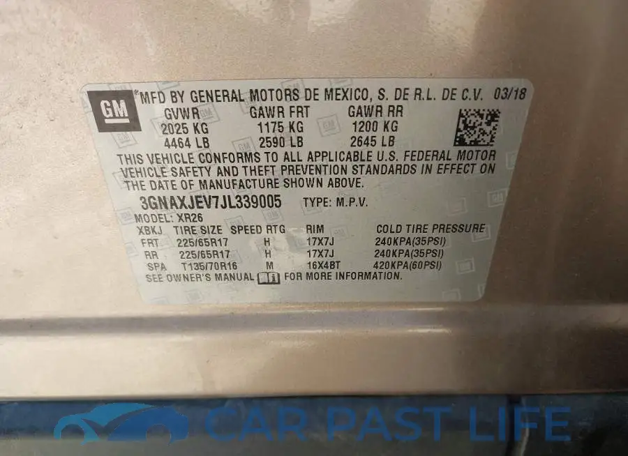3GNAXJEV7JL339005# 9
