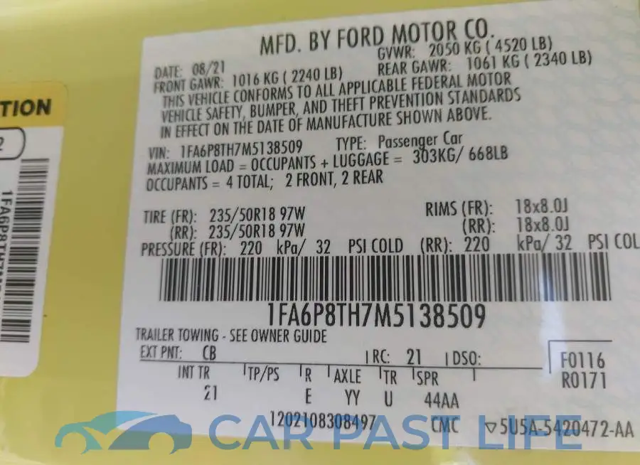 1FA6P8TH7M5138509# 9