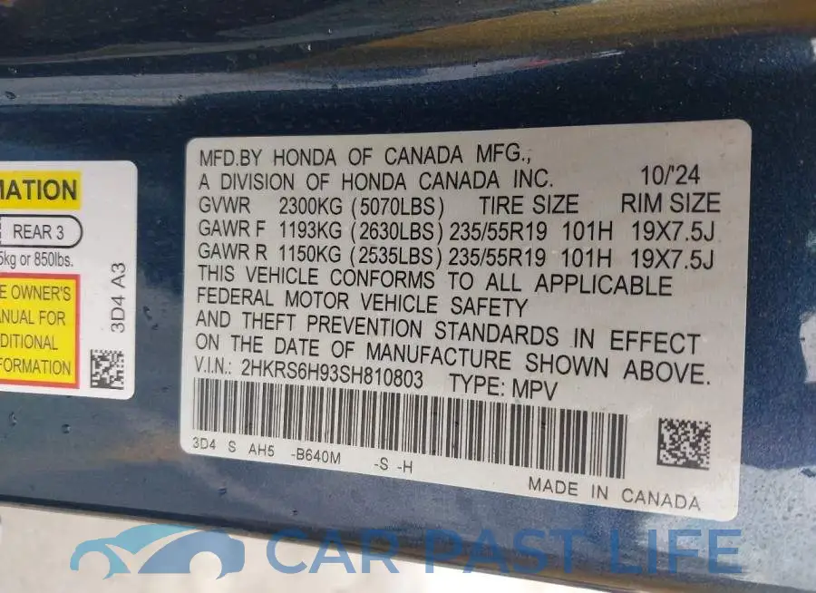 2HKRS6H93SH810803# 9