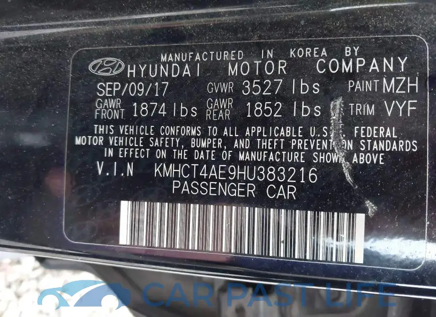 KMHCT4AE9HU383216# 9