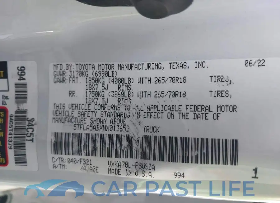 5TFLA5ABXNX013652# 9