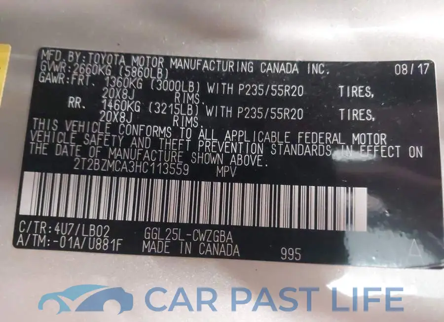 2T2BZMCA3HC113559# 9