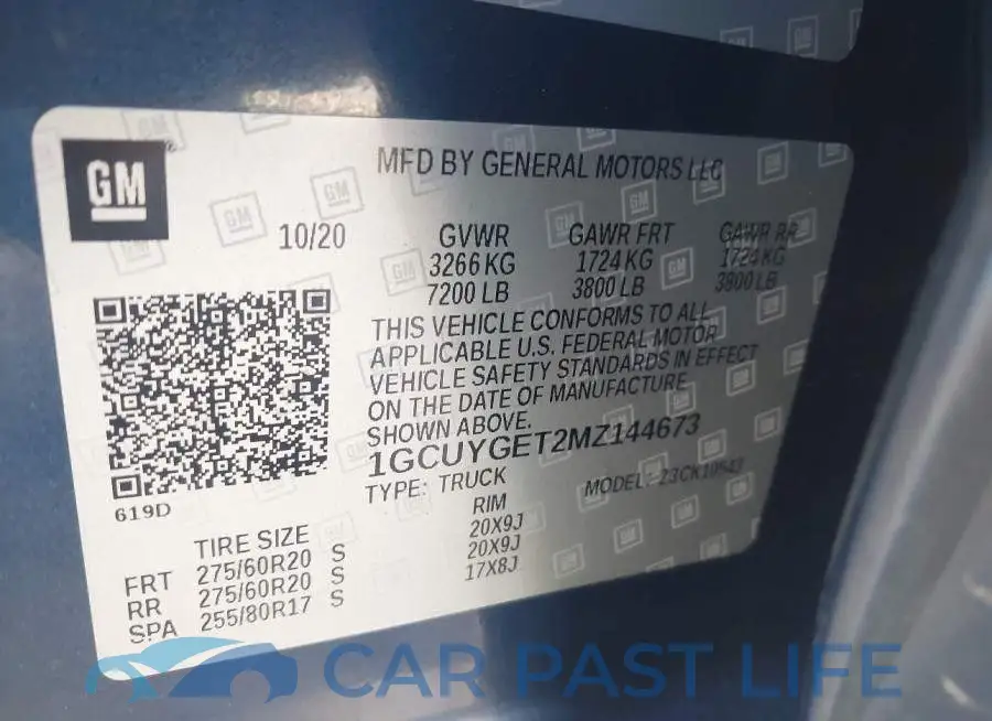 1GCUYGET2MZ144673# 9