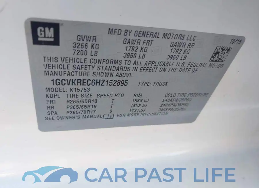 1GCVKREC6HZ152895# 9