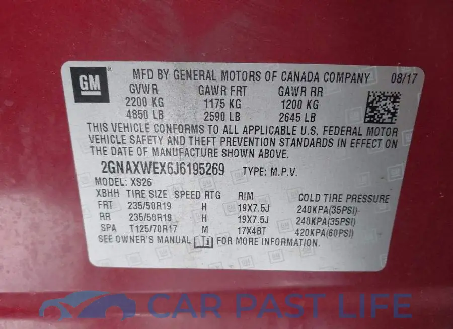 2GNAXWEX6J6195269# 9