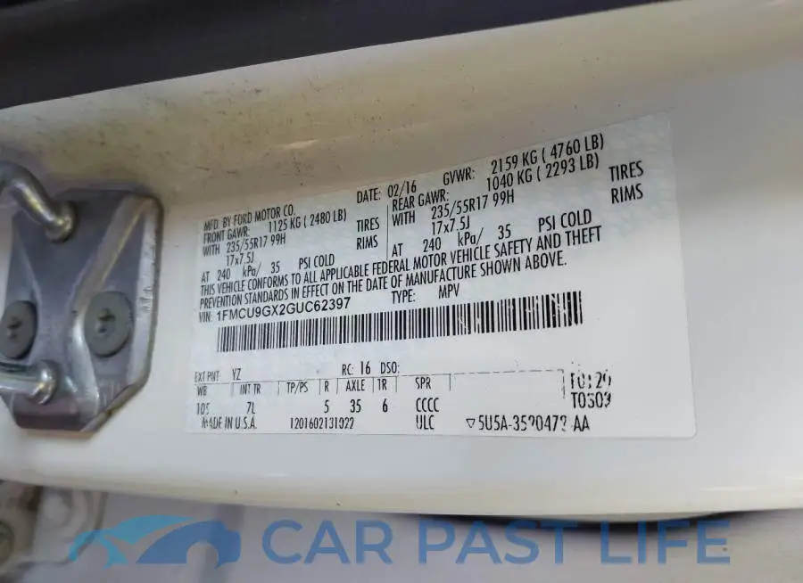 1FMCU9GX2GUC62397# 9