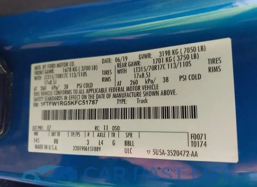 1FTFW1RG5KFC51787# 9