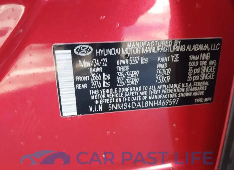 5NMS4DAL8NH469597# 9