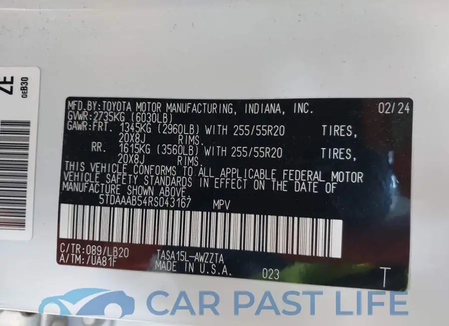 5TDAAAB54RS043167# 9