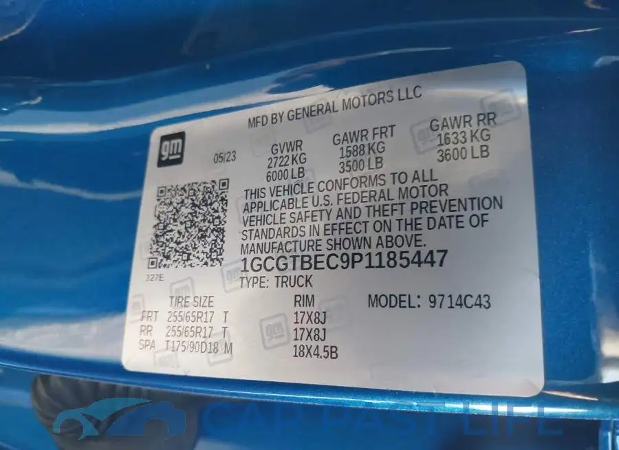 1GCGTBEC9P1185447# 9