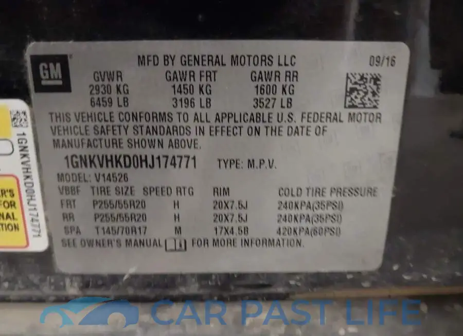1GNKVHKD0HJ174771# 9