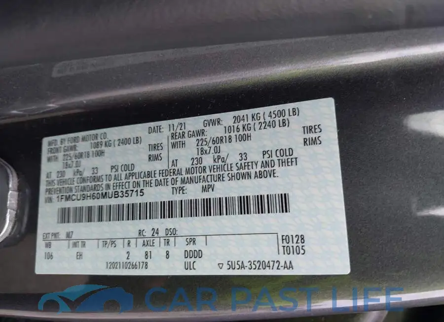 1FMCU9H60MUB35715# 9