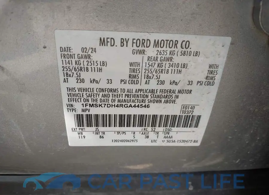 1FMSK7DH4RGA44546# 9