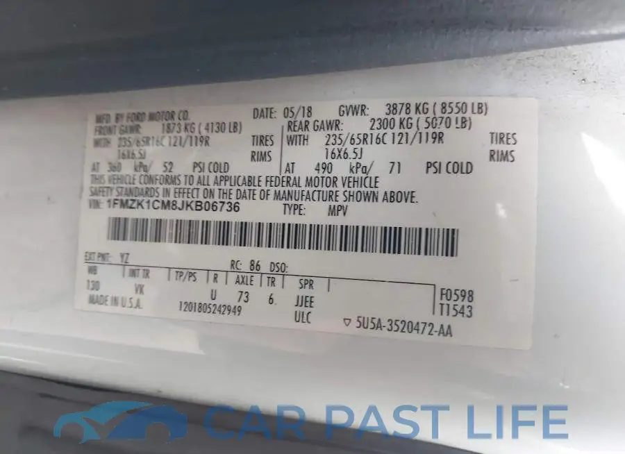1FMZK1CM8JKB06736# 9