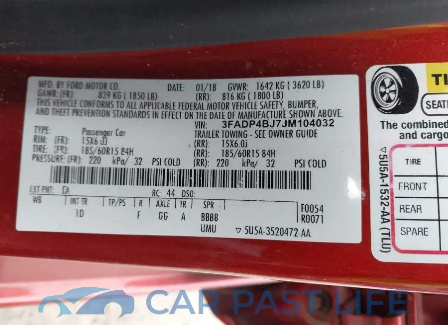 3FADP4BJ7JM104032# 9