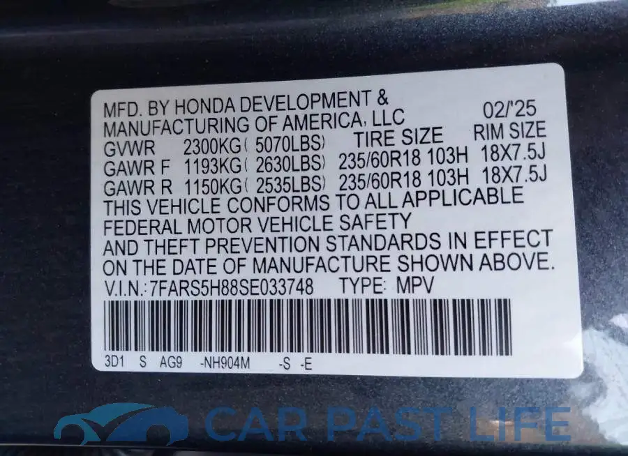 7FARS5H88SE033748# 9