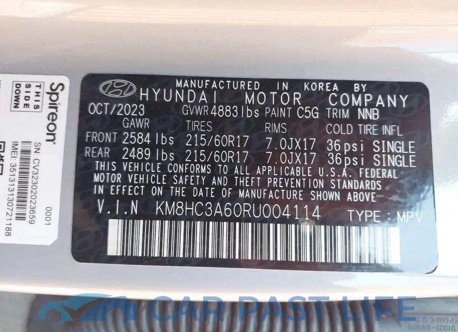 KM8HC3A60RU004114# 9