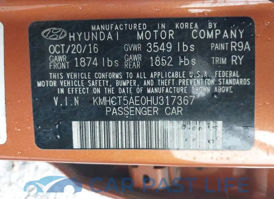 KMHCT5AE0HU317367# 9