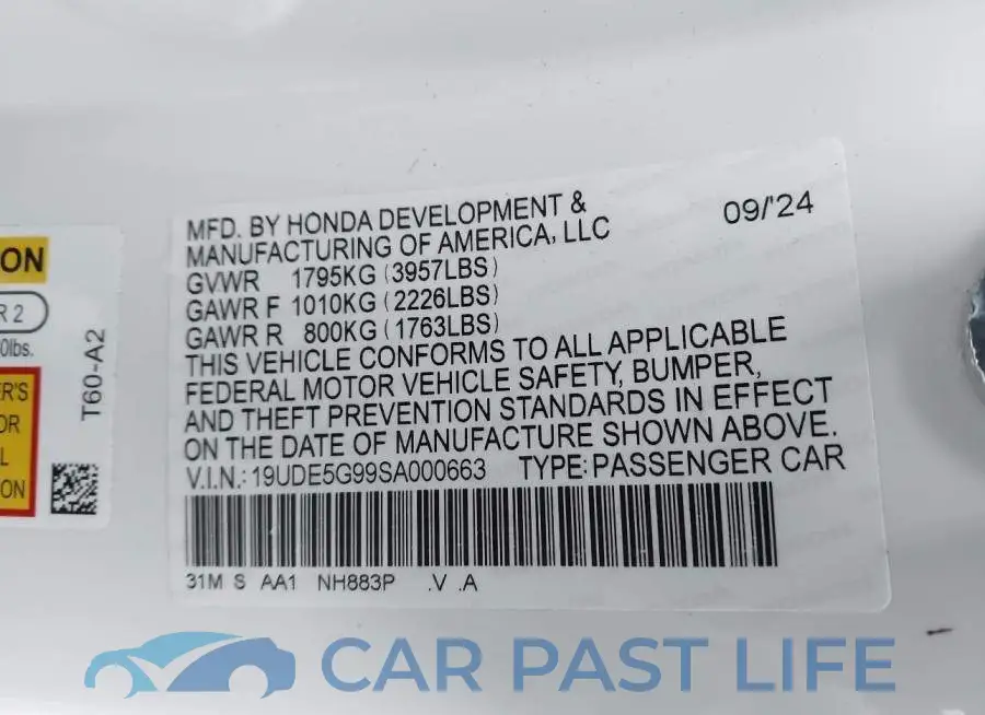 19UDE5G99SA000663# 9