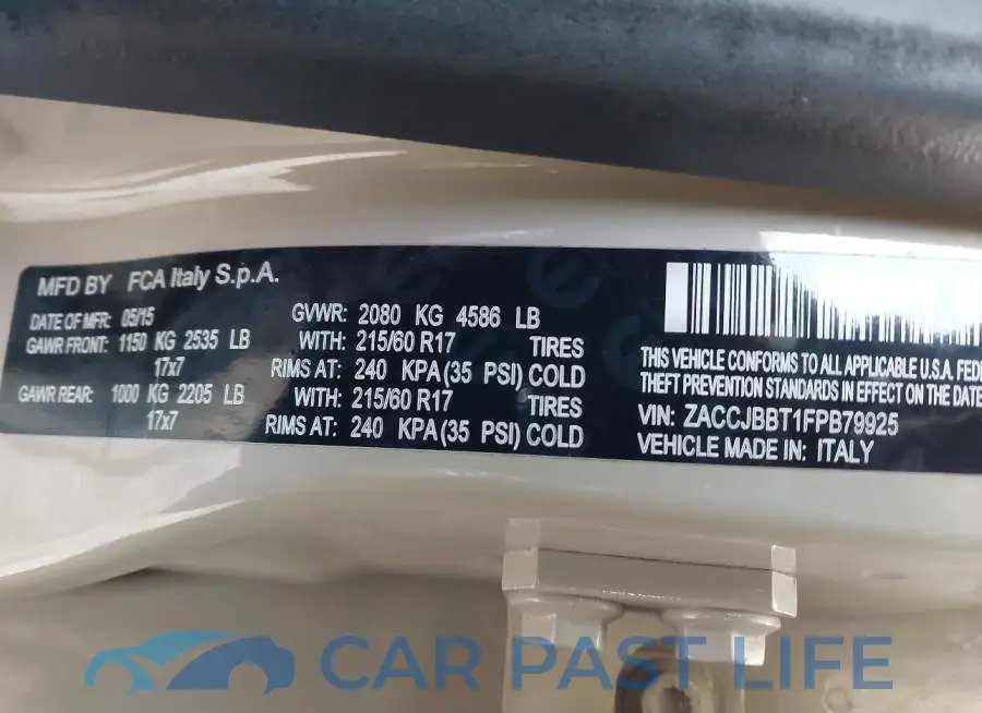 ZACCJBBT1FPB79925# 9