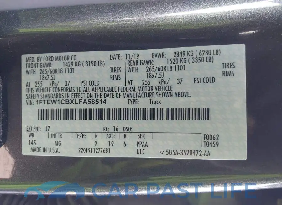 1FTEW1CBXLFA58514# 9