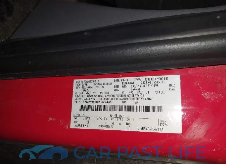 1FTYR2YM2KKB79435# 9