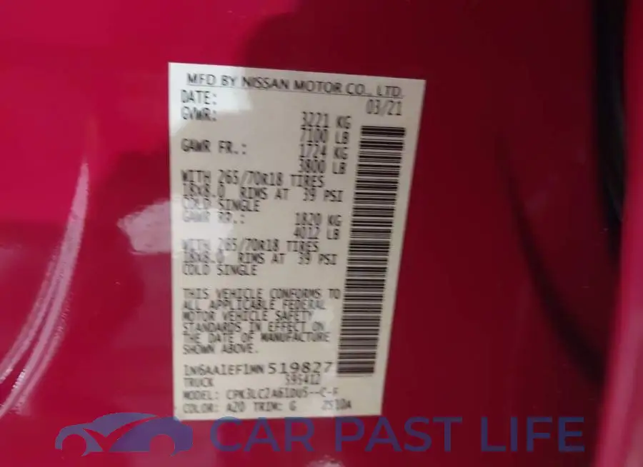 1N6AA1EF1MN519827# 9